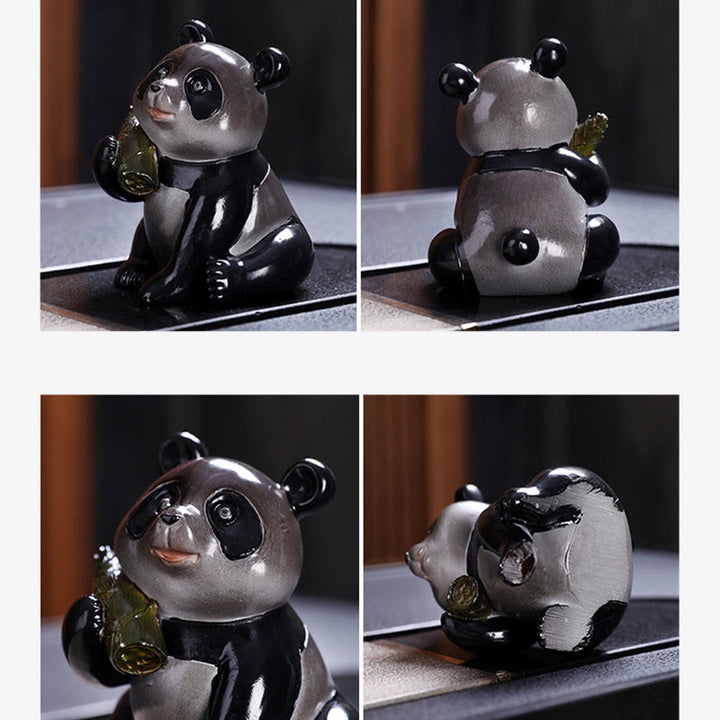 色が変わるBuddha Stones小さくてかわいいパンダの竹製ティーペット 樹脂製 置物 装飾品 - image 7