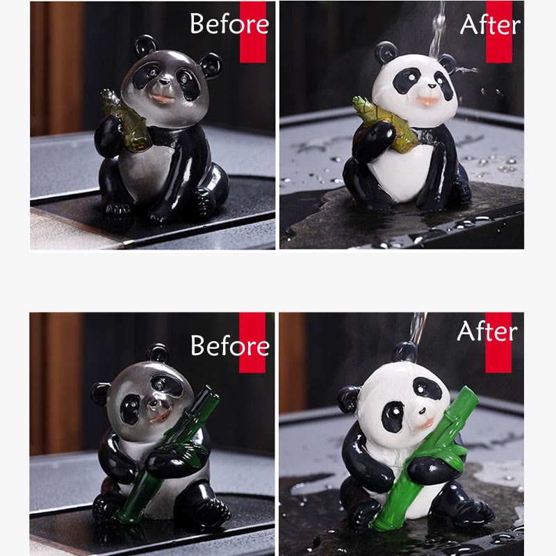 色が変わるBuddha Stones小さくてかわいいパンダの竹製ティーペット 樹脂製 置物 装飾品 - image 12