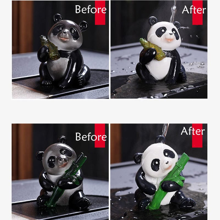 色が変わるBuddha Stones小さくてかわいいパンダの竹製ティーペット 樹脂製 置物 装飾品 - image 12