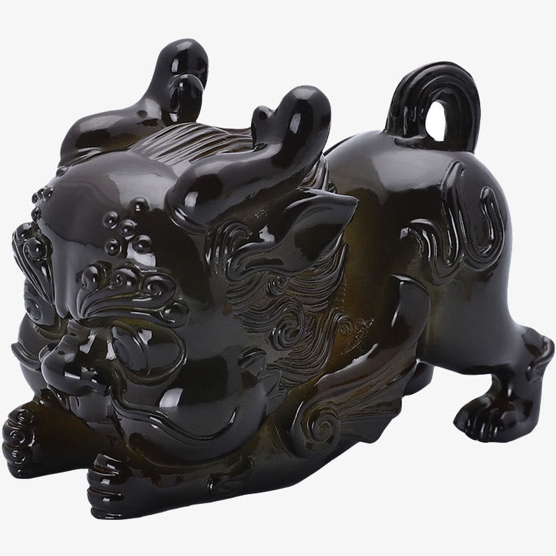 Buddha Stones色が変わる小さな貔貅インゴット 樹脂製 ティーペット 富の家の置物 装飾