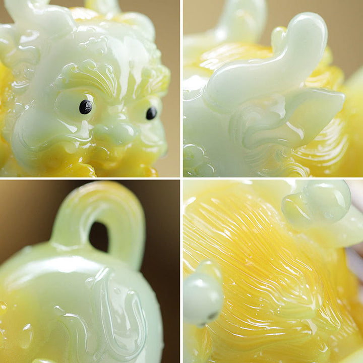 Buddha Stones色が変わる小さな貔貅インゴット 樹脂製 ティーペット 富の家の置物 装飾