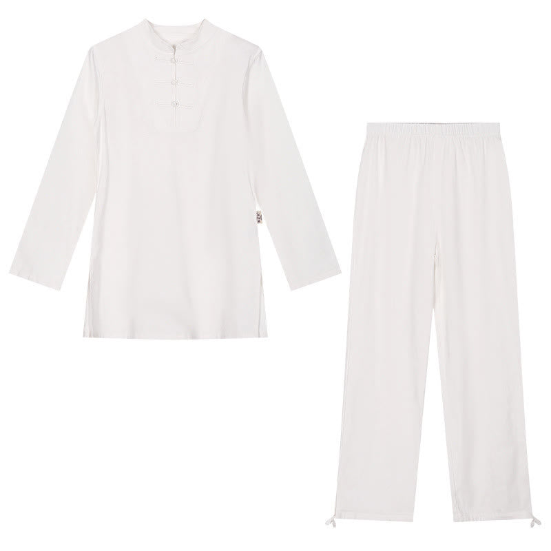 Buddha Stones 2点セット 半袖シャツ トップパンツ 瞑想 禅 太極拳 コットンリネン 衣類 レディース セット - image 18