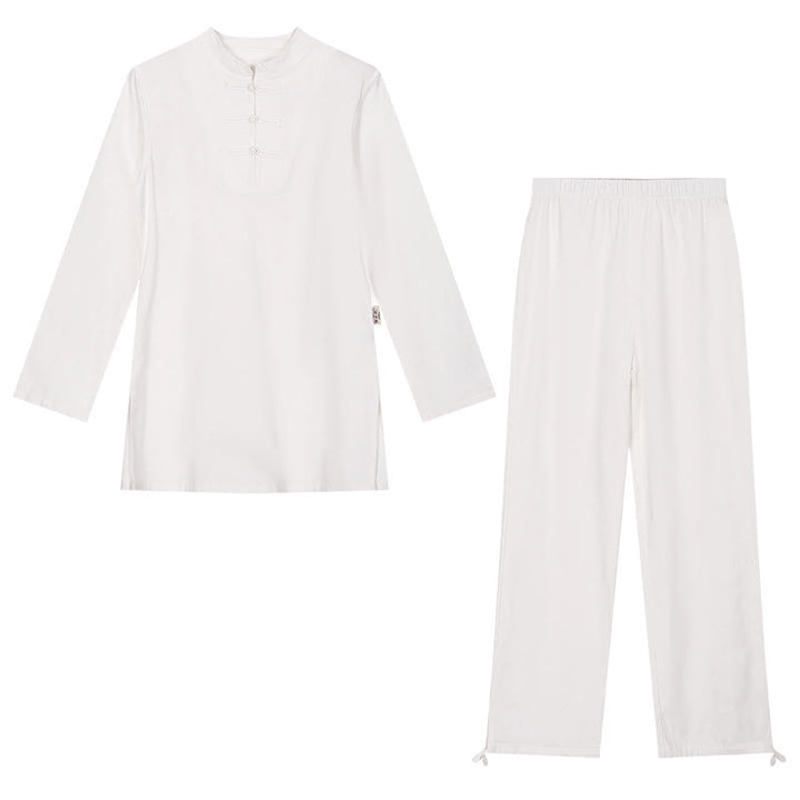 Buddha Stones 2点セット 半袖シャツ トップパンツ 瞑想 禅 太極拳 コットンリネン 衣類 レディース セット - image 18