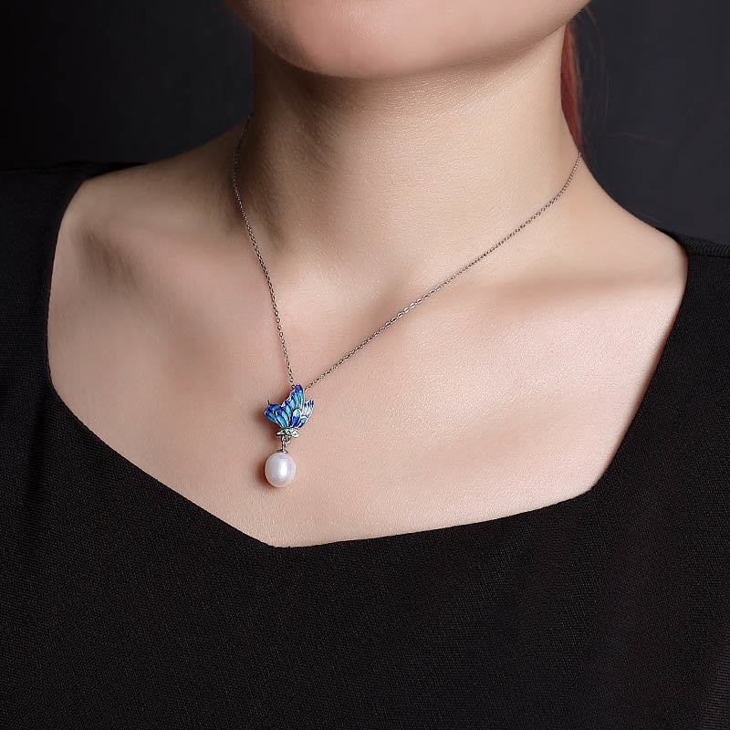Buddha Stones925スターリングシルバー パール バタフライ ヒーリングネックレス ペンダント イヤリング リング - image 4