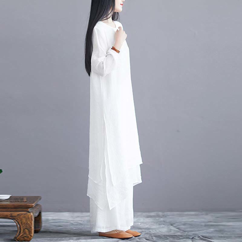 Buddha Stones 2ピース 無地 ミディドレス ワイドレッグパンツ 瞑想 スピリチュアル 禅 練習 ヨガ ダンスウェア - image 4