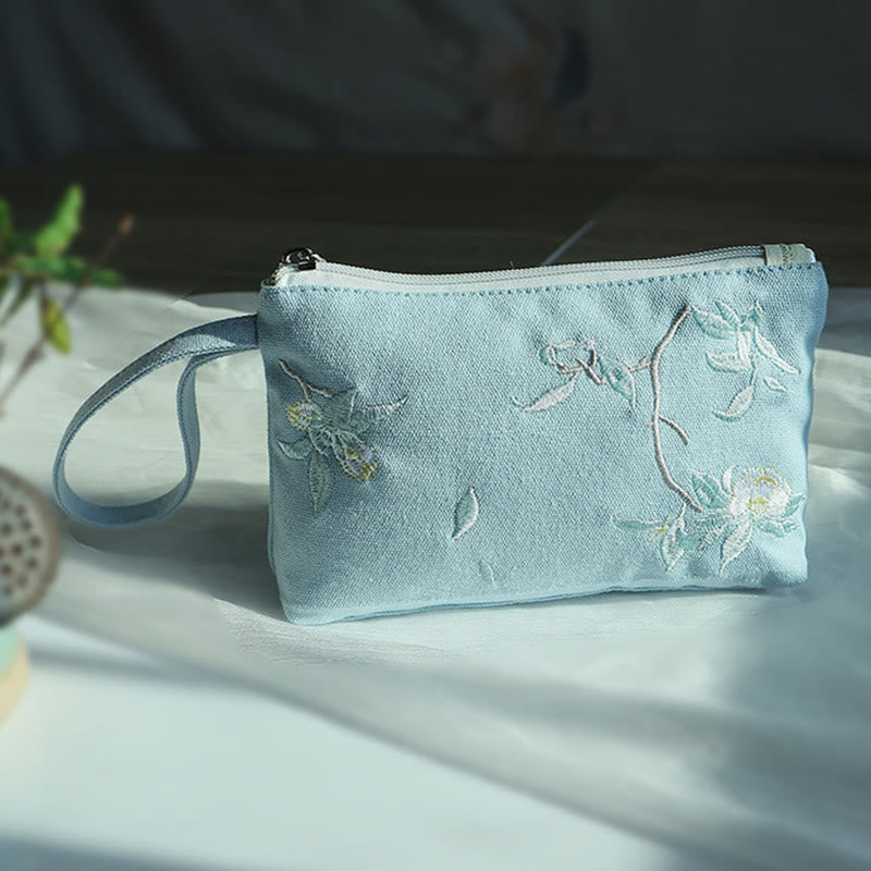 Buddha Stones小花梅桜鶴桃花刺繍キャンバスウォレットショッピング財布 - image 8