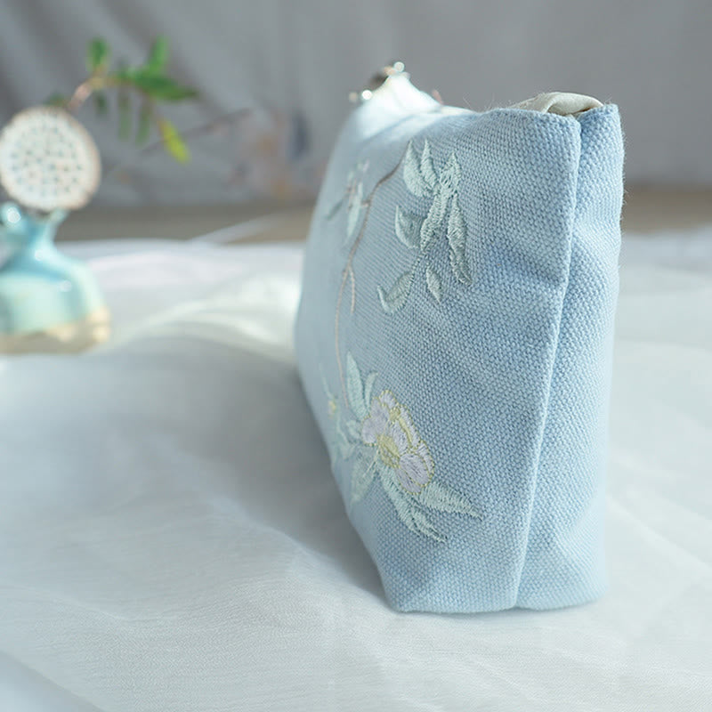 Buddha Stones小花梅桜鶴桃花刺繍キャンバスウォレットショッピング財布 - image 10