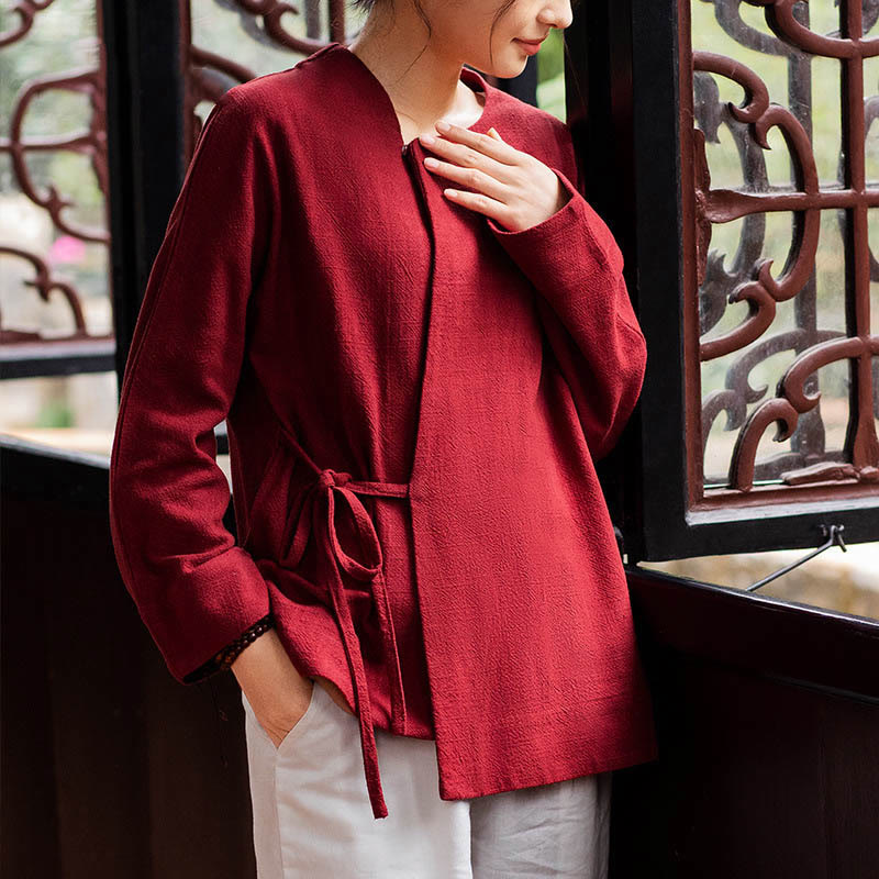 Buddha Stones長袖ジャケット シャツ トップス ワイドレッグパンツ 禅 太極拳 ヨガ 瞑想服