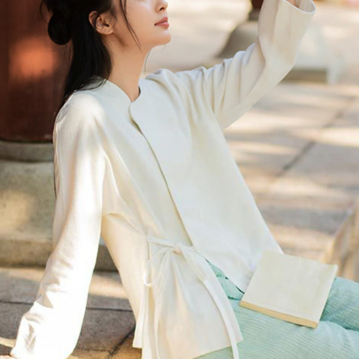 Buddha Stones長袖ジャケット シャツ トップス ワイドレッグパンツ 禅 太極拳 ヨガ 瞑想服
