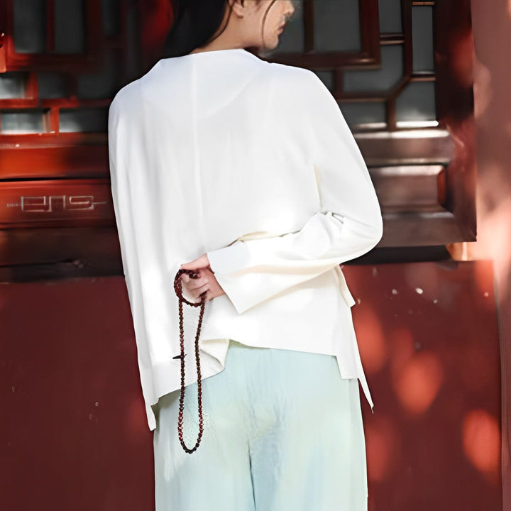 Buddha Stones長袖ジャケット シャツ トップス ワイドレッグパンツ 禅 太極拳 ヨガ 瞑想服