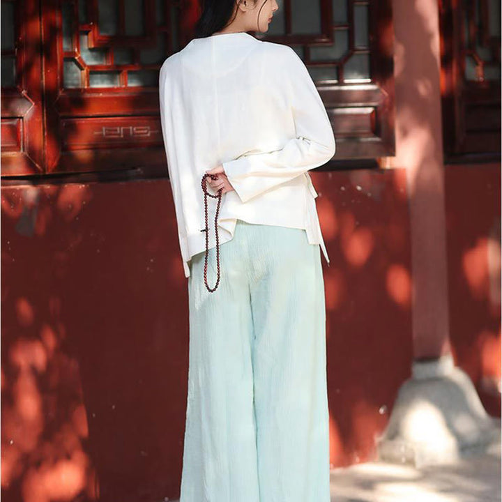 Buddha Stones長袖ジャケット シャツ トップス ワイドレッグパンツ 禅 太極拳 ヨガ 瞑想服