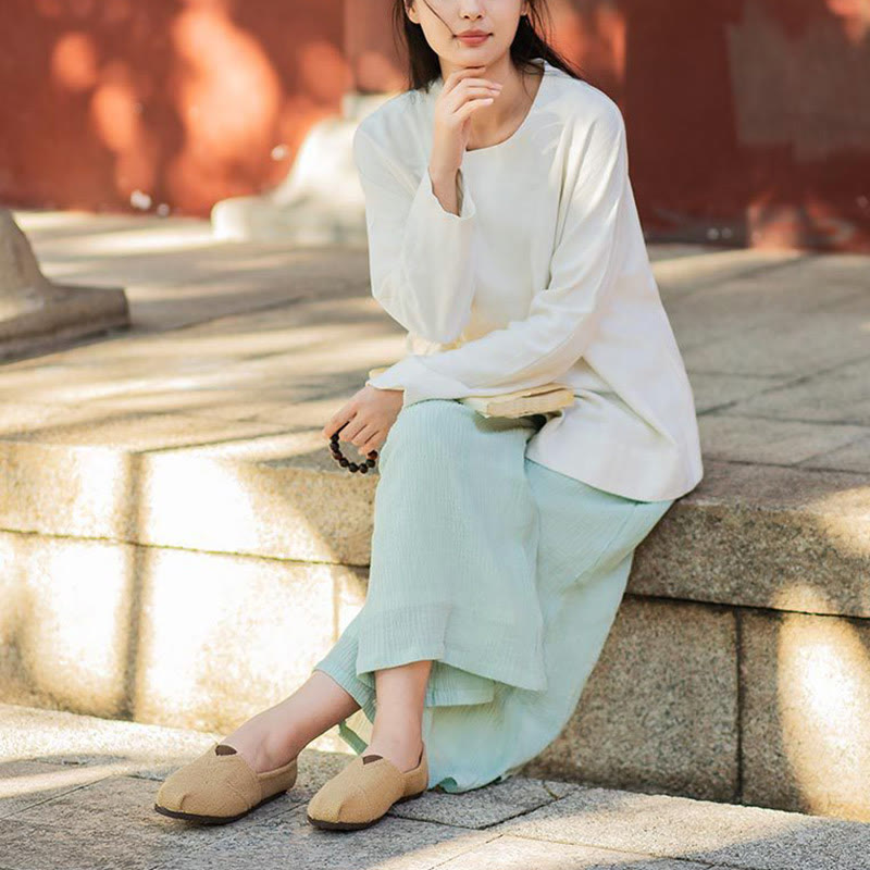 Buddha Stones長袖ジャケット シャツ トップス ワイドレッグパンツ 禅 太極拳 ヨガ 瞑想服