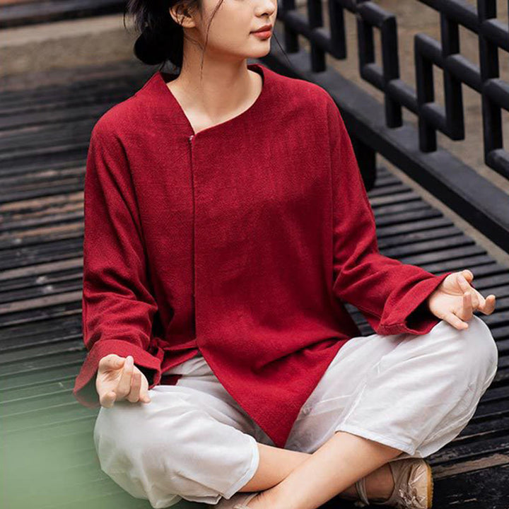 Buddha Stones長袖ジャケット シャツ トップス ワイドレッグパンツ 禅 太極拳 ヨガ 瞑想服