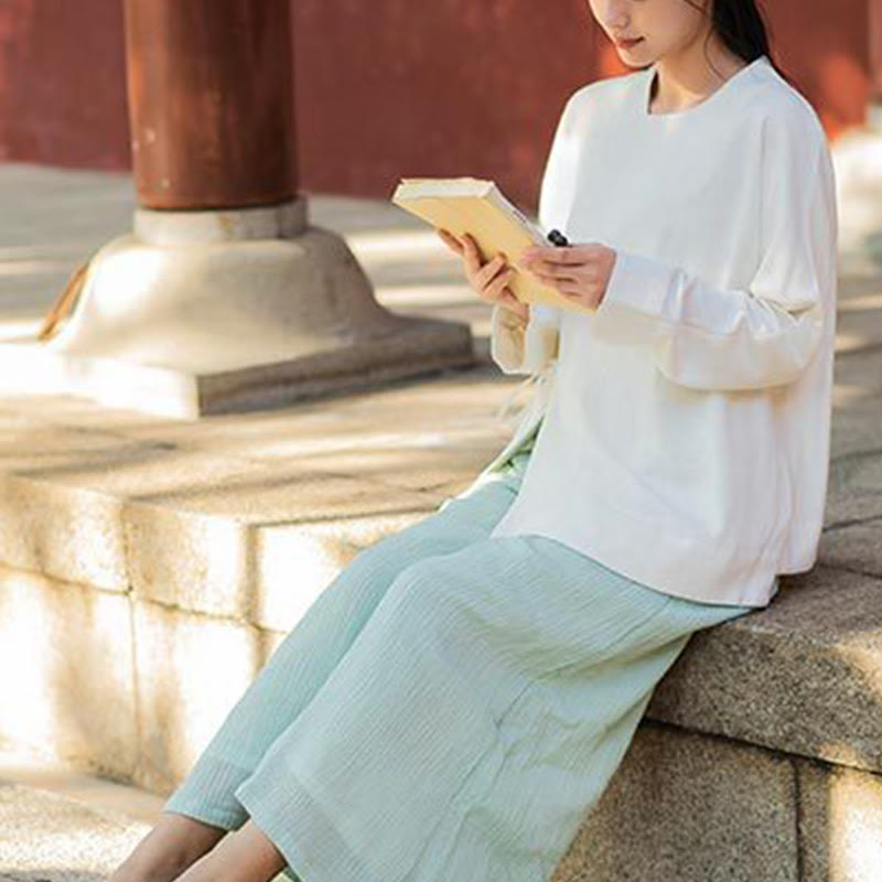 Buddha Stones長袖ジャケット シャツ トップス ワイドレッグパンツ 禅 太極拳 ヨガ 瞑想服