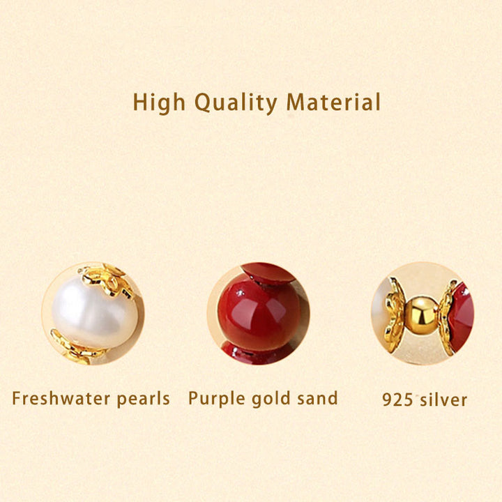 Buddha Stones 925スターリングシルバー 天然辰砂パール 祝福ネックレス ペンダント ブレスレット イヤリング ジュエリーセット - image 4