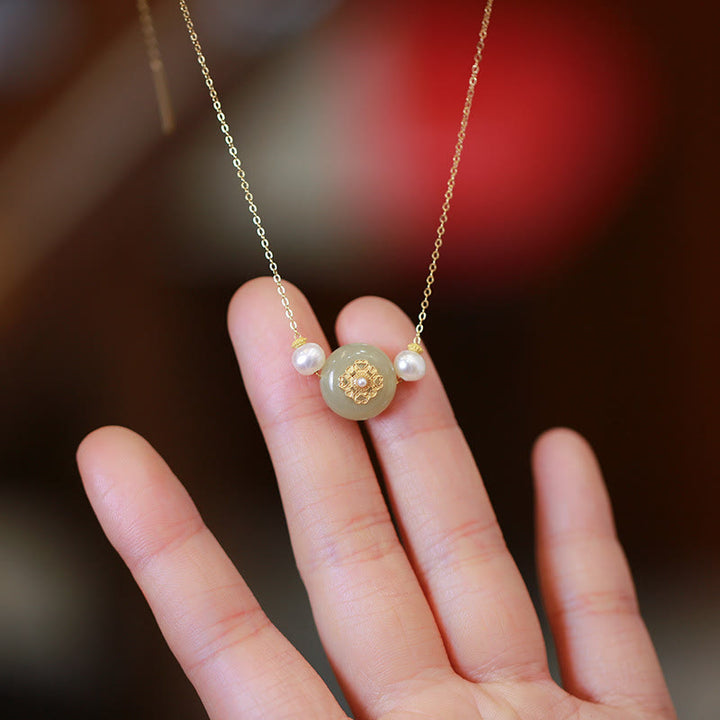 Buddha Stones 925スターリングシルバー ゴールドメッキ 天然和田翡翠 幸運のネックレス ペンダント ブレスレットセット