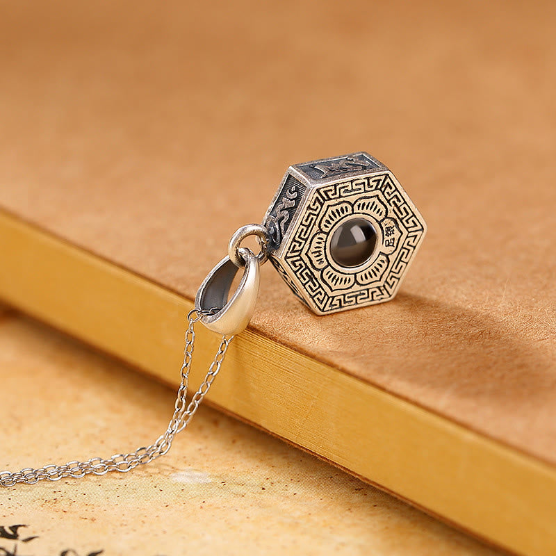 Buddha Stones990 スターリングシルバー チベットOm Mani Padme Humロータスラブプロジェクションネックレスペンダント