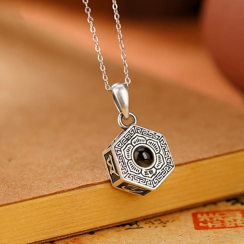 Buddha Stones990 スターリングシルバー チベットオーム・マニ・パドメ・フムロータスラブプロジェクションネックレスペンダント - image 1