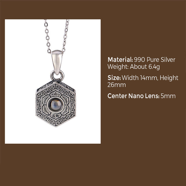 Buddha Stones990 スターリングシルバー チベットOm Mani Padme Humロータスラブプロジェクションネックレスペンダント