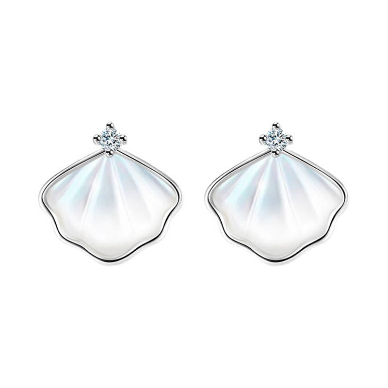 Buddha Stones 925スターリングシルバー シャコガイ ストーンシェル 祝福ネックレス ペンダント ブレスレット イヤリング ジュエリーセット - 銀 - イヤリング - image 10