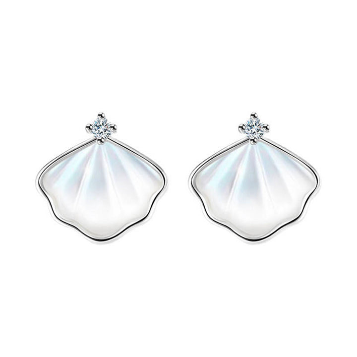 Buddha Stones 925スターリングシルバー シャコガイ ストーンシェル 祝福ネックレス ペンダント ブレスレット イヤリング ジュエリーセット - 銀 - イヤリング - image 10