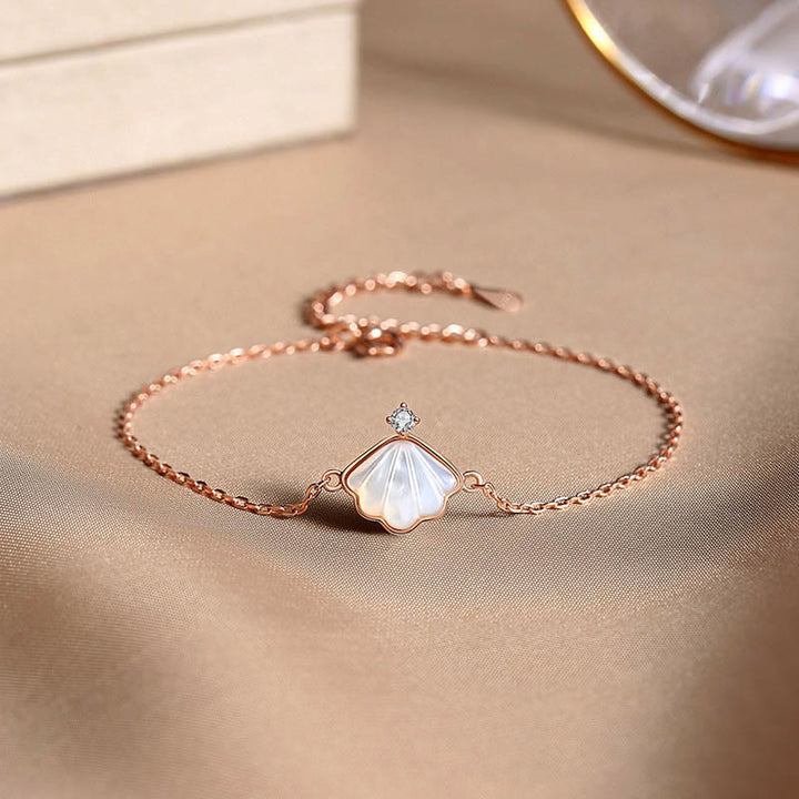 Buddha Stones 925スターリングシルバー シャコガイ ストーンシェル 祝福ネックレス ペンダント ブレスレット イヤリング ジュエリーセット - ローズゴールド - ブレスレット（手首周り14～17cm） - image 4