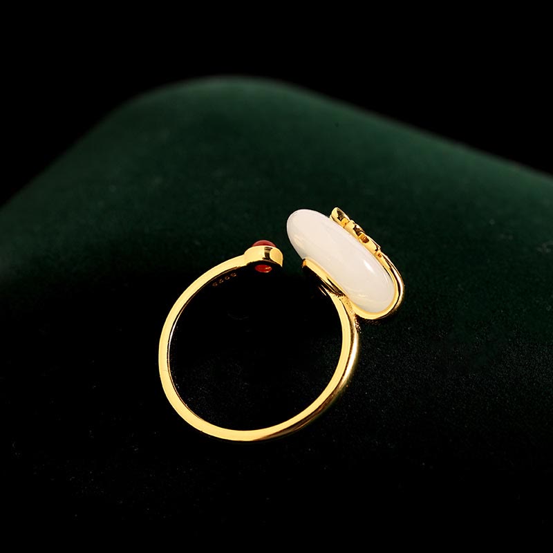 Buddha Stones 925スターリングシルバー 天然和田白翡翠 孔雀の祝福ネックレス ペンダント リング イヤリング セット