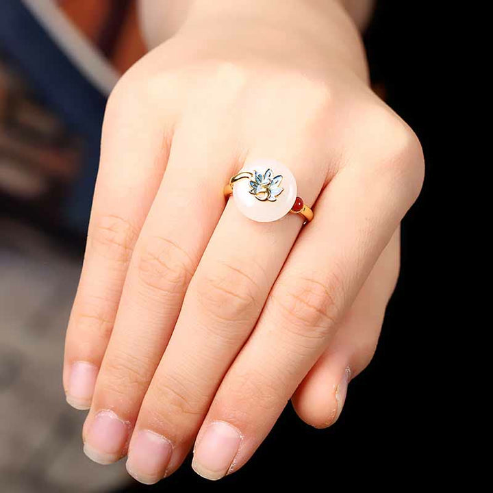 Buddha Stones 925スターリングシルバー 天然和田白翡翠 孔雀の祝福ネックレス ペンダント リング イヤリング セット