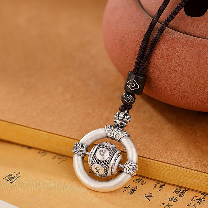Buddha Stones999スターリングシルバーOm Mani Padme Hum刻印入り 知恵のネックレス ロープペンダント
