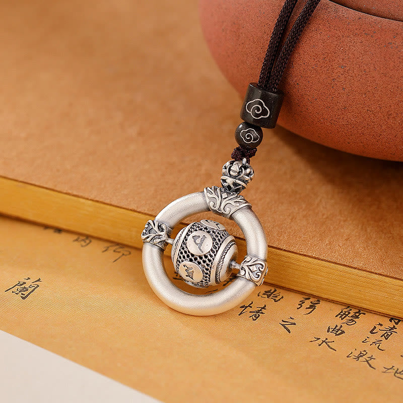 Buddha Stones999スターリングシルバーOm Mani Padme Hum刻印入り 知恵のネックレス ロープペンダント