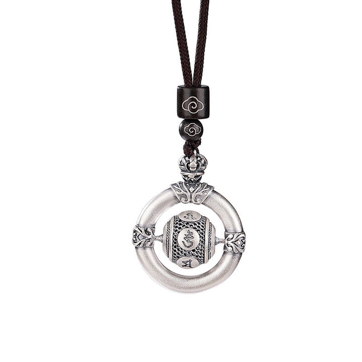 Buddha Stones999スターリングシルバーOm Mani Padme Hum刻印入り 知恵のネックレス ロープペンダント
