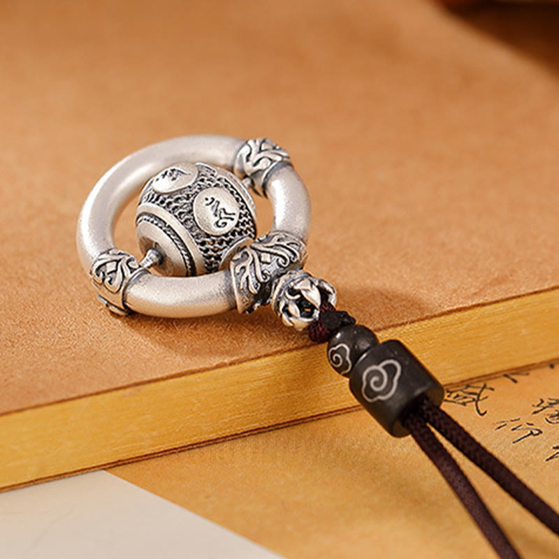 Buddha Stones999スターリングシルバーOm Mani Padme Hum刻印入り 知恵のネックレス ロープペンダント