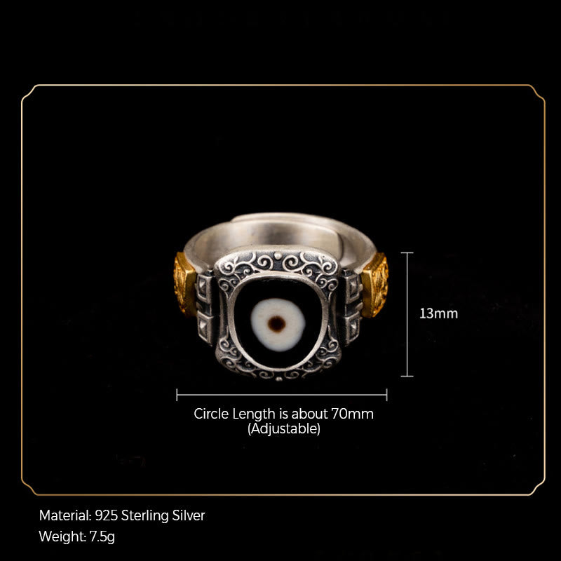 Buddha Stones925 スターリングシルバー ザキラム 富の女神デザイン Dzi ビーズプロテクションリング - image 8