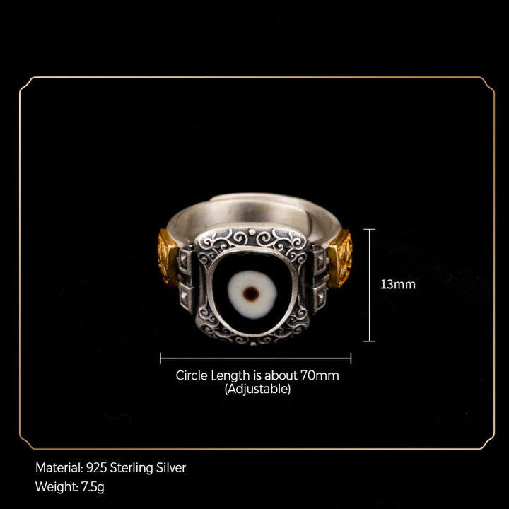 Buddha Stones925 スターリングシルバー ザキラム 富の女神デザイン Dzi ビーズプロテクションリング - image 8