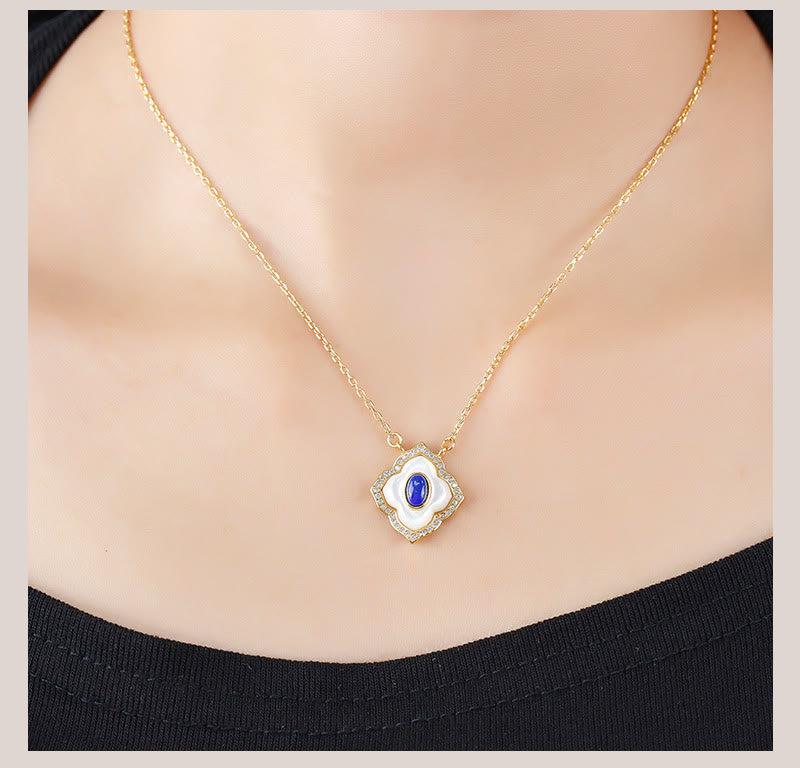 Buddha Stones 925スターリングシルバー トリダクナストーン ラズライト プリズマティックデザイン 祝福イヤリング ネックレス ペンダント ジュエリーセット