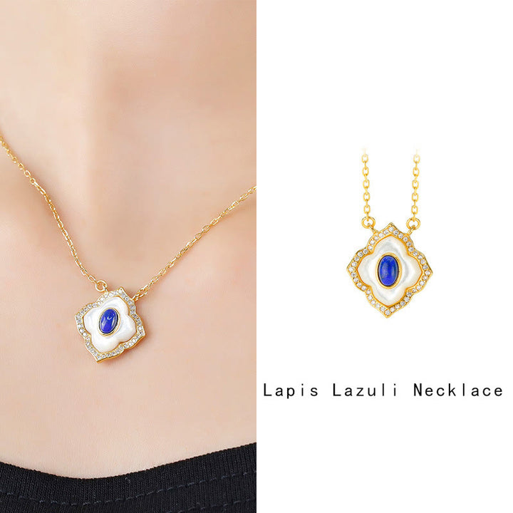 Buddha Stones 925スターリングシルバー トリダクナストーン ラズライト プリズマティックデザイン 祝福イヤリング ネックレス ペンダント ジュエリーセット - image 5