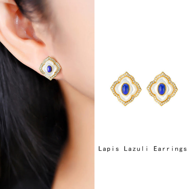 Buddha Stones 925スターリングシルバー トリダクナストーン ラズライト プリズマティックデザイン 祝福イヤリング ネックレス ペンダント ジュエリーセット - image 10