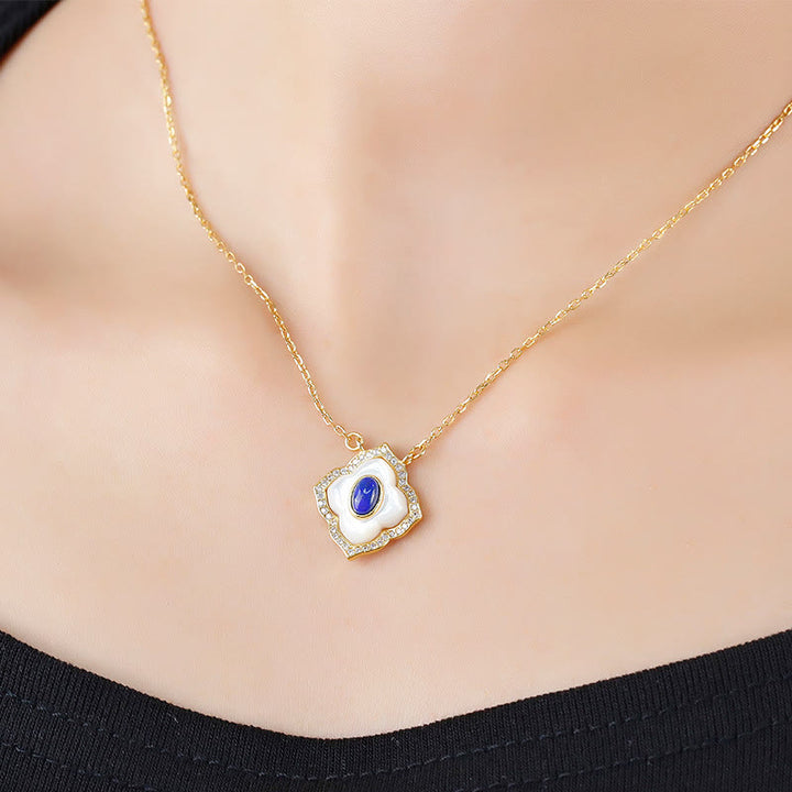 Buddha Stones 925スターリングシルバー トリダクナストーン ラズライト プリズマティックデザイン 祝福イヤリング ネックレス ペンダント ジュエリーセット - image 3