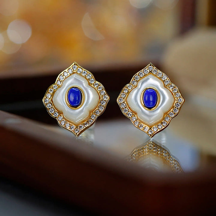 Buddha Stones 925スターリングシルバー トリダクナストーン ラズライト プリズマティックデザイン 祝福イヤリング ネックレス ペンダント ジュエリーセット - image 7