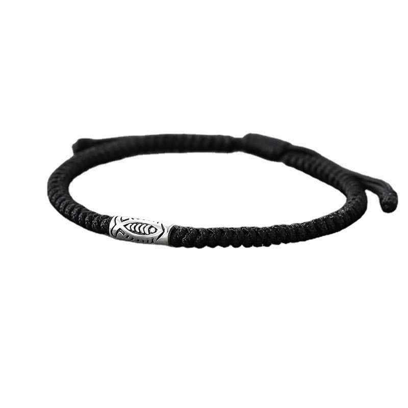 Buddha Stonesチベット鯉富黒紐ブレスレット