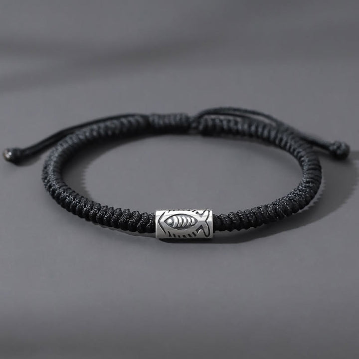 Buddha Stonesチベット鯉富黒紐ブレスレット