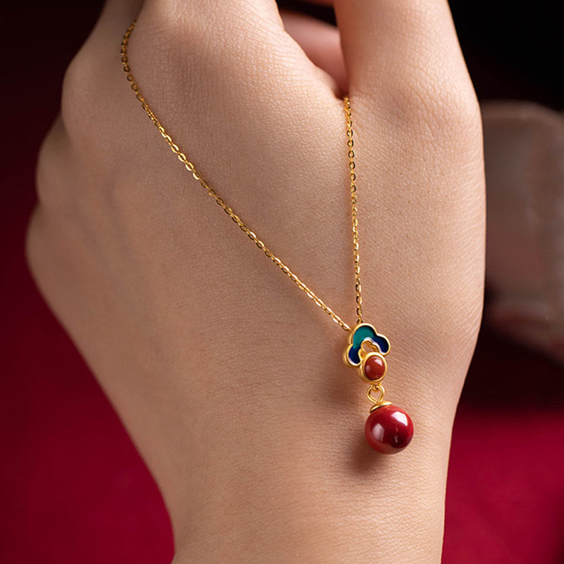 Buddha Stones 925スターリングシルバーメッキゴールド辰砂レッドアゲート祝福ネックレスペンダントイヤリングリングセット