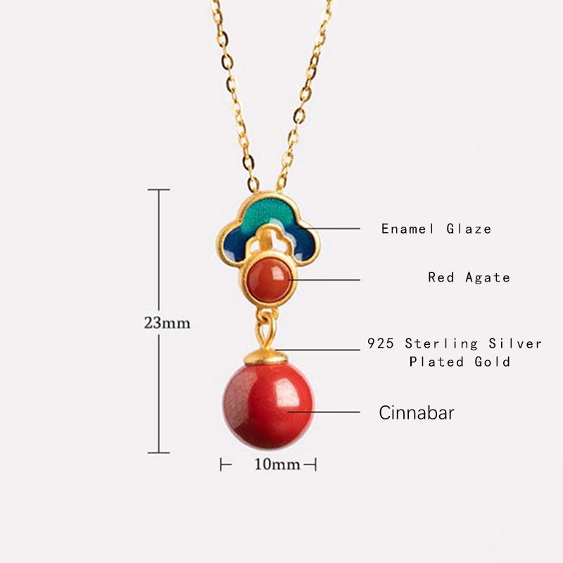 Buddha Stones 925スターリングシルバーメッキゴールド辰砂レッドアゲート祝福ネックレスペンダントイヤリングリングセット