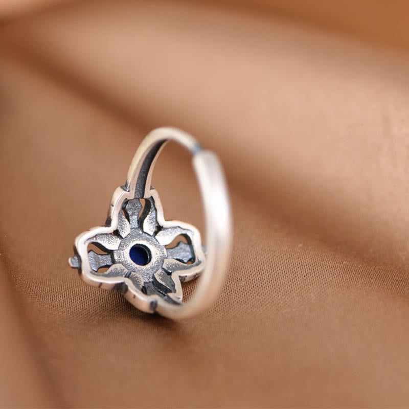 Buddha Stonesチベット 925 スターリングシルバー 天然ラズライト ポジティブ 調節可能リング - image 7