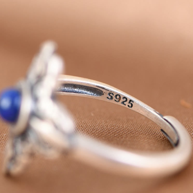 Buddha Stonesチベット産 925スターリングシルバー 天然ラズライト ポジティブアジャスタブルリング - image 6