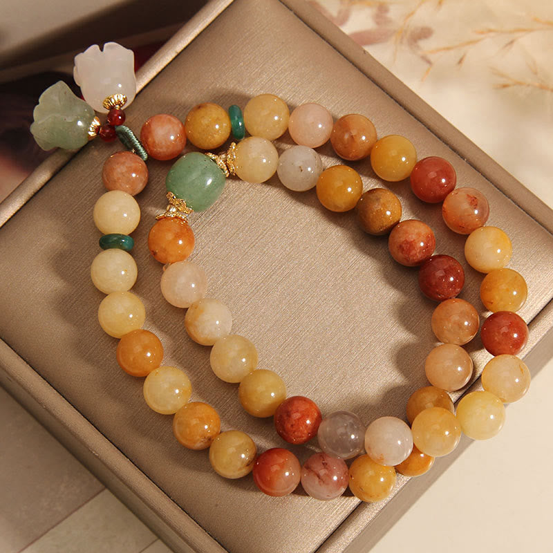 Buddha Stonesチベット 天然 ゴールデンシルク 翡翠 二重層 ベルオーキッド 幸運ブレスレット