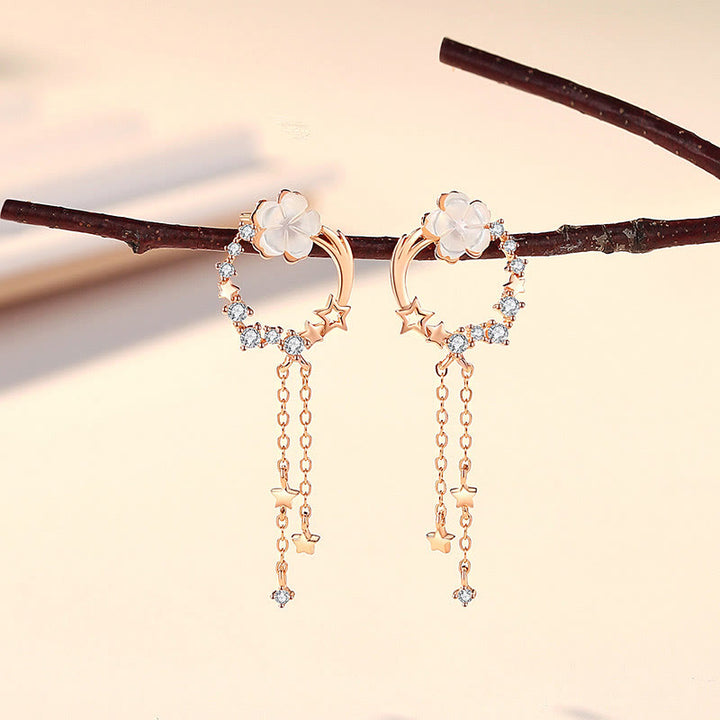 Buddha Stones925スターリングシルバー フラワー バタフライ ラブネックレス ペンダント イヤリングセット - ローズゴールドイヤリング（925スターリングシルバーポスト） - image 8