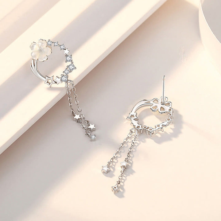 Buddha Stones925スターリングシルバー フラワー バタフライ ラブネックレス ペンダント イヤリングセット