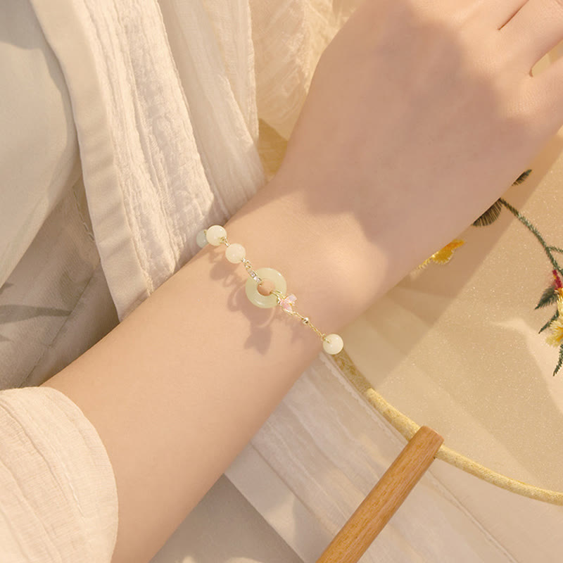 Buddha Stones 925スターリングシルバー 天然和田翡翠 平和バックル オーキッド 幸運ブレスレット ネックレス ペンダントセット