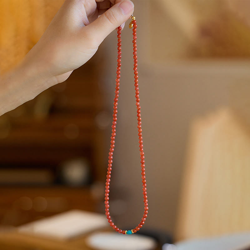 Buddha Stones 925スターリングシルバーメッキゴールド天然レッドアゲートターコイズコンフィデンスブレスレットネックレスペンダントリングセット
